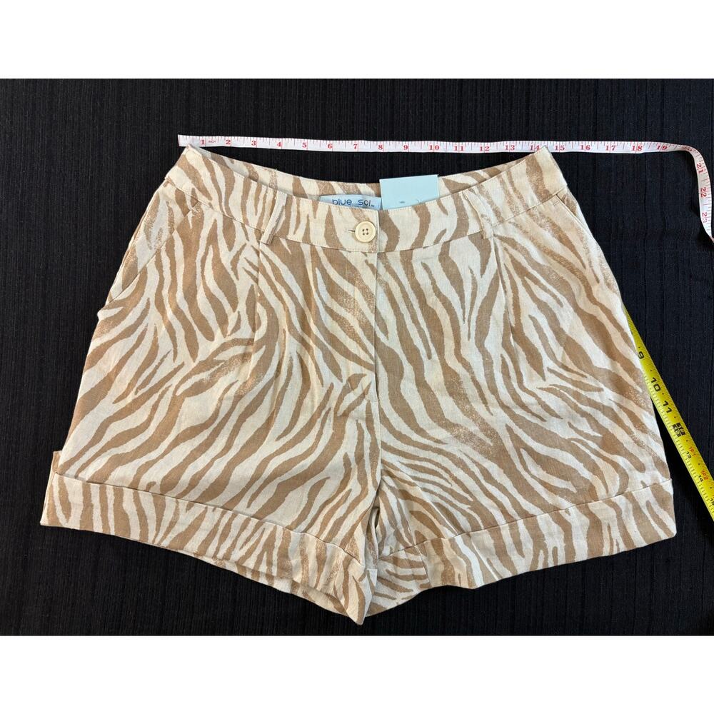 BLUE SOL NWT Zebra Animal Print High-Rise Cuffed Shorts Tan/Cream Sz 6